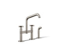 KOHLER K-28665-3-VS Billet Two-Hole Bridge Kitchen Sink Faucet With Side Sprayer - Vibrant Stainless