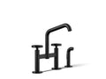 KOHLER K-28665-9-BL Billet Two-Hole Bridge Kitchen Sink Faucet With Side Sprayer - Matte Black
