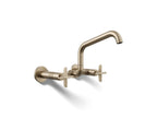 KOHLER K-28666-3-BV Billet Two-Hole Wall-Mount Bridge Kitchen Sink Faucet - Vibrant Brushed Bronze