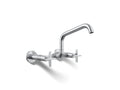 KOHLER K-28666-3-CP Billet Two-Hole Wall-Mount Bridge Kitchen Sink Faucet - Polished Chrome