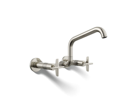 KOHLER K-28666-3-SN Billet Two-hole wall-mount bridge kitchen sink faucet - Vibrant Polished Nickel