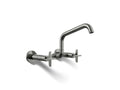 KOHLER K-28666-3-TT Billet Two-Hole Wall-Mount Bridge Kitchen Sink Faucet - Vibrant Titanium
