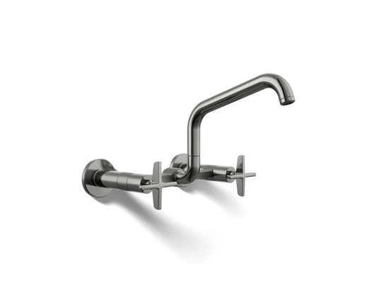 KOHLER K-28666-3-TT Billet Two-hole wall-mount bridge kitchen sink faucet - Vibrant Titanium