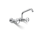 KOHLER K-28666-9-CP Billet Two-Hole Wall-Mount Bridge Kitchen Sink Faucet - Polished Chrome