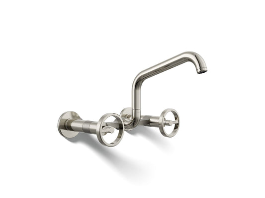 KOHLER K-28666-9-SN Billet Two-hole wall-mount bridge kitchen sink faucet - Vibrant Polished Nickel
