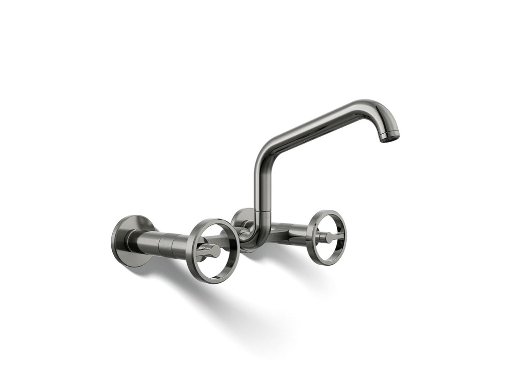 KOHLER K-28666-9-TT Billet Two-Hole Wall-Mount Bridge Kitchen Sink Faucet - Vibrant Titanium