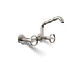 KOHLER K-28666-9-VS Billet Two-Hole Wall-Mount Bridge Kitchen Sink Faucet - Vibrant Stainless