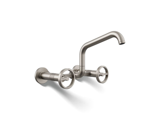 KOHLER K-28666-9-VS Billet Two-hole wall-mount bridge kitchen sink faucet - Vibrant Stainless