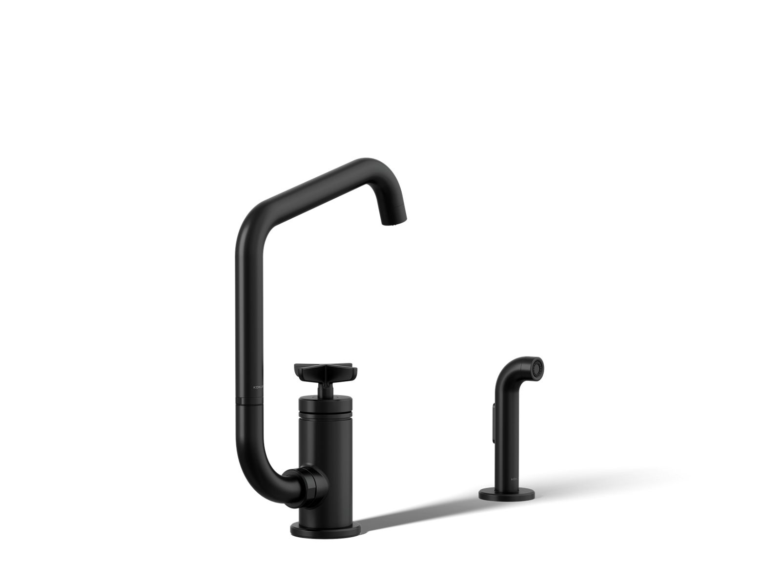 KOHLER K-28667-3-BL Billet Single-Handle Bar Sink Faucet With Two-Function Extended-Reach Spout And Side Sprayer - Matte Black