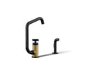 KOHLER K-28667-3-BMB Billet Single-Handle Bar Sink Faucet With Two-Function Extended-Reach Spout And Side Sprayer - Matte Black With Brushed Moderne Brass