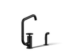 KOHLER K-28667-9-BL Billet Single-Handle Bar Sink Faucet With Two-Function Extended-Reach Spout And Side Sprayer - Matte Black
