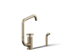 KOHLER K-28667-9-BV Billet Single-Handle Bar Sink Faucet With Two-Function Extended-Reach Spout And Side Sprayer - Vibrant Brushed Bronze