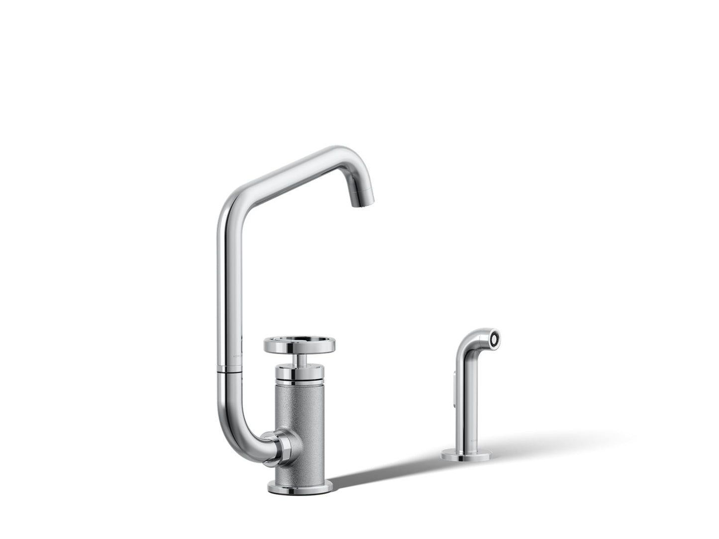 KOHLER K-28667-9-CP Billet Single-handle bar sink faucet with two-function extended-reach spout and side sprayer - Polished Chrome