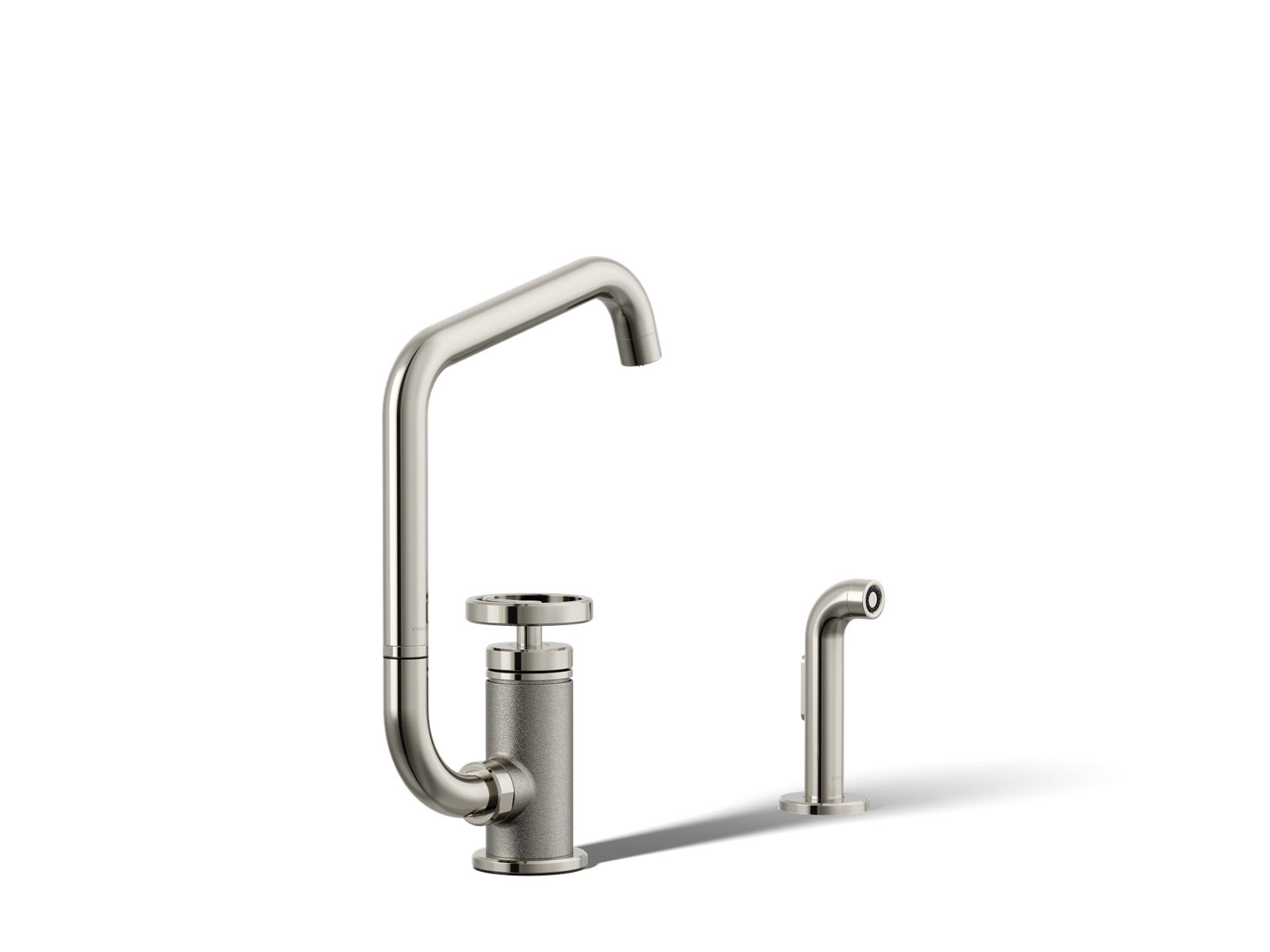 KOHLER K-28667-9-SN Billet Single-Handle Bar Sink Faucet With Two-Function Extended-Reach Spout And Side Sprayer - Vibrant Polished Nickel