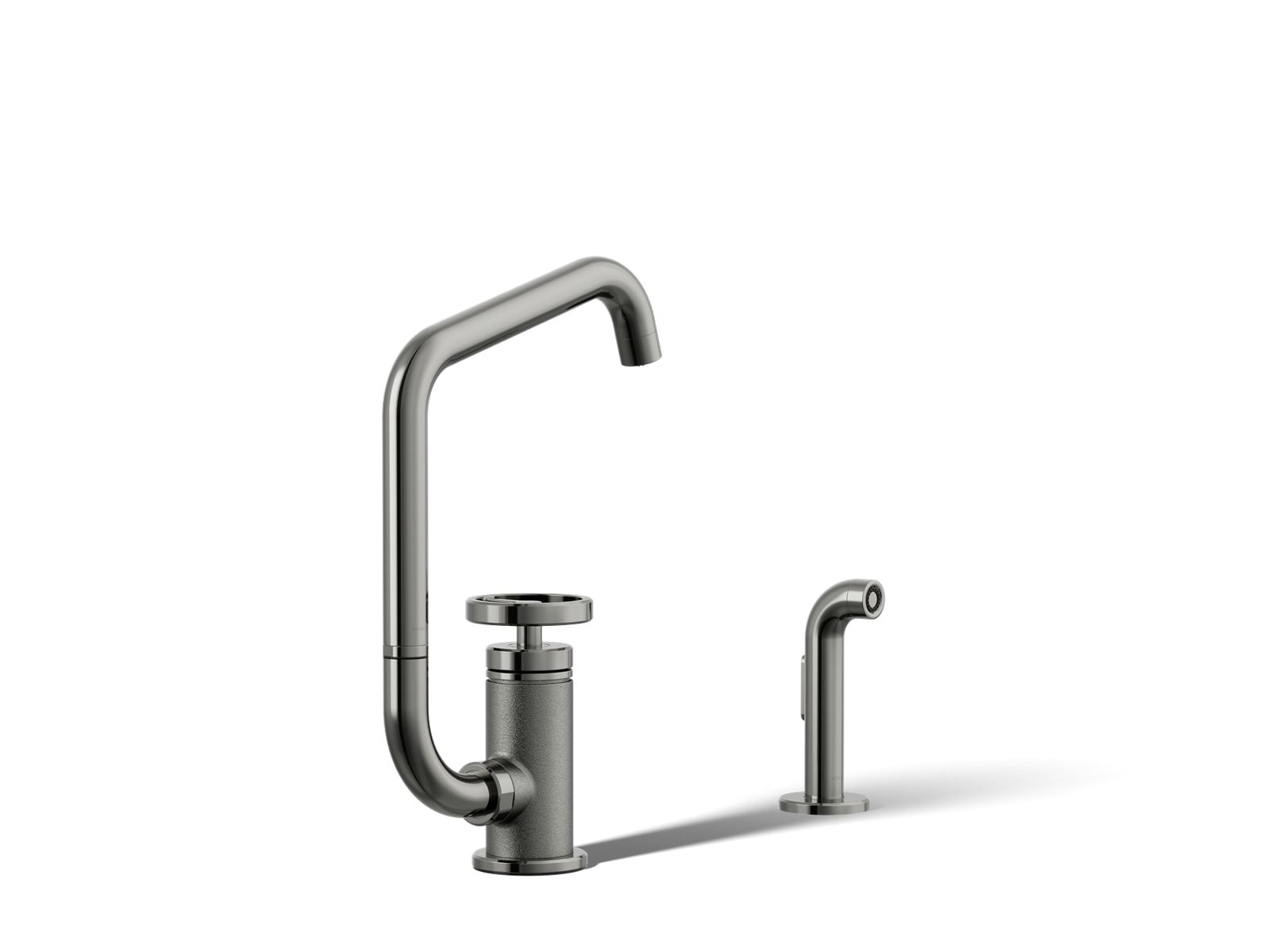 KOHLER K-28667-9-TT Billet Single-Handle Bar Sink Faucet With Two-Function Extended-Reach Spout And Side Sprayer - Vibrant Titanium