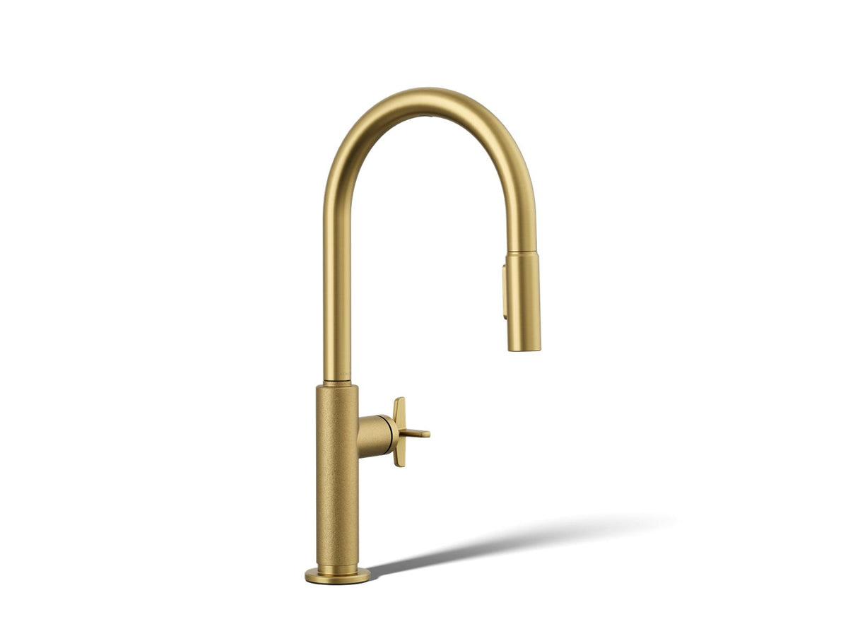 KOHLER K-28669-3-2MB Billet Pull-Down Kitchen Sink Faucet With Two-Function Sprayhead - Vibrant Brushed Moderne Brass