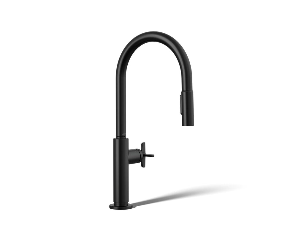 KOHLER K-28669-3-BL Billet Pull-Down Kitchen Sink Faucet With Two-Function Sprayhead - Matte Black