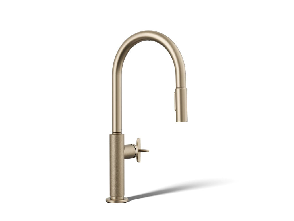 KOHLER K-28669-3-BV Billet Pull-Down Kitchen Sink Faucet With Two-Function Sprayhead - Vibrant Brushed Bronze