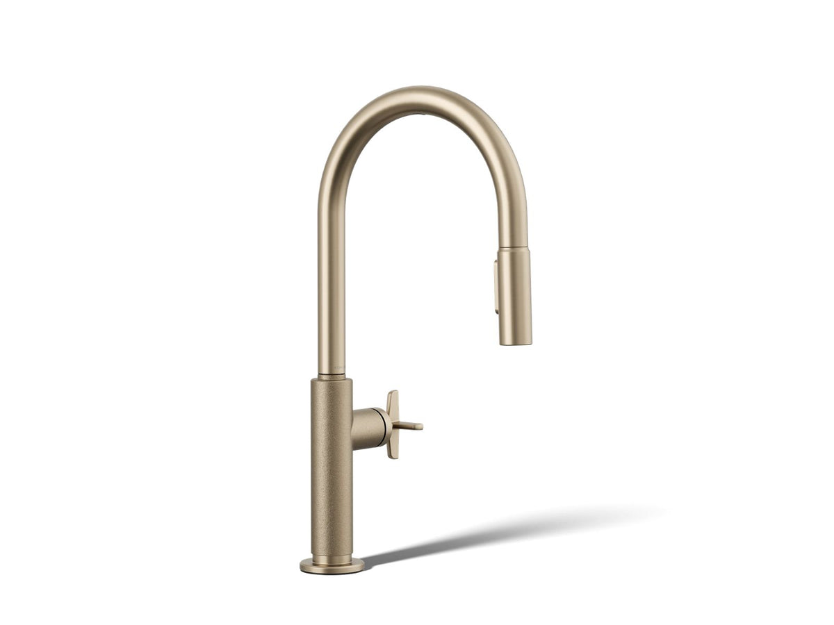 KOHLER K-28669-3-BV Billet Pull-Down Kitchen Sink Faucet With Two-Function Sprayhead - Vibrant Brushed Bronze