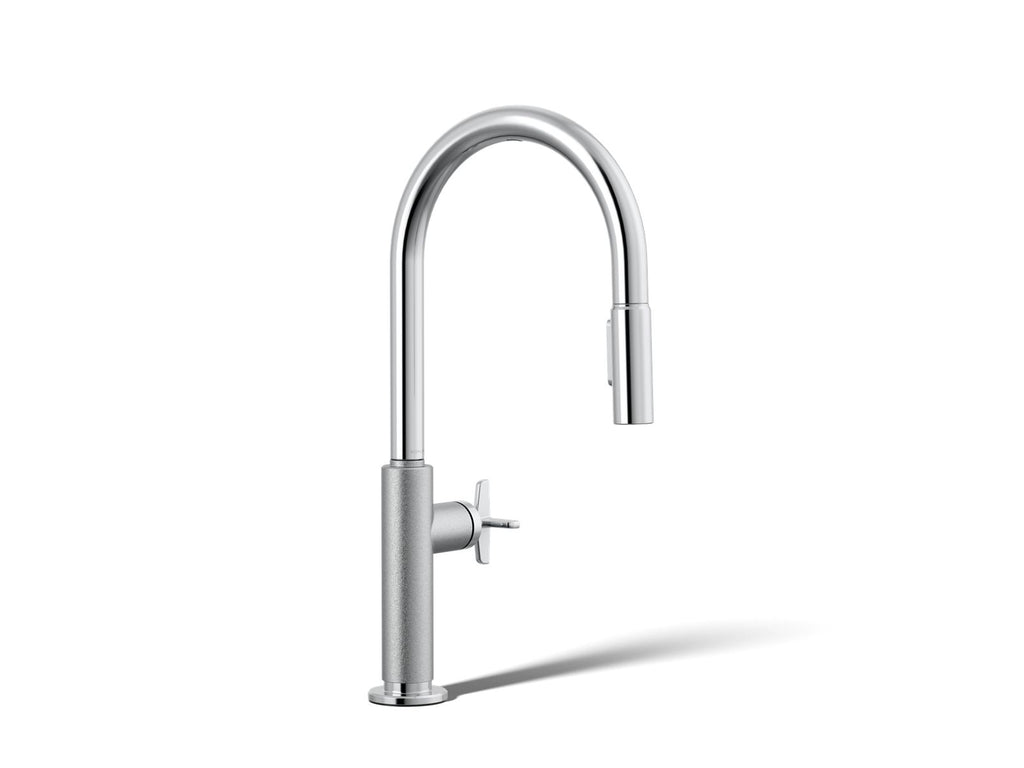KOHLER K-28669-3-CP Billet Pull-Down Kitchen Sink Faucet With Two-Function Sprayhead - Polished Chrome
