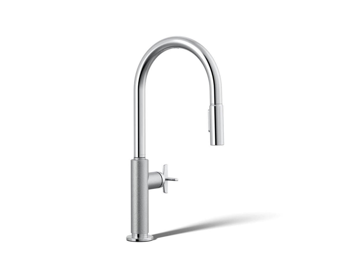 KOHLER K-28669-3-CP Billet Pull-Down Kitchen Sink Faucet With Two-Function Sprayhead - Polished Chrome