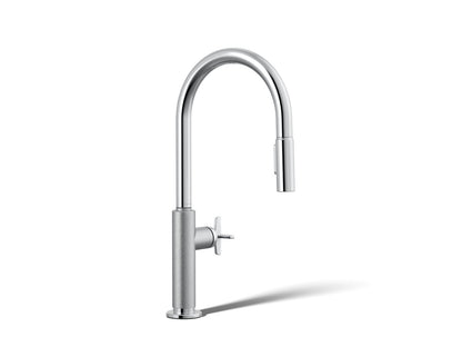 KOHLER K-28669-3-CP Billet Pull-down kitchen sink faucet with two-function sprayhead - Polished Chrome