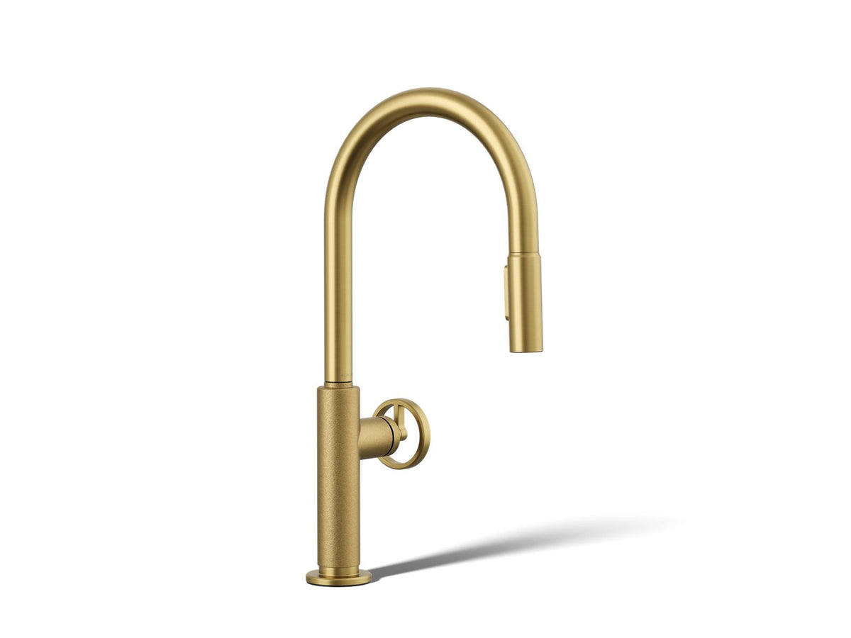 KOHLER K-28669-9-2MB Billet Pull-Down Kitchen Sink Faucet With Two-Function Sprayhead - Vibrant Brushed Moderne Brass