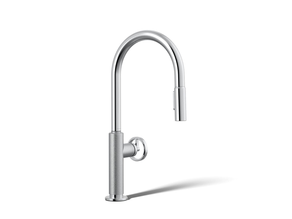 KOHLER K-28669-9-CP Billet Pull-Down Kitchen Sink Faucet With Two-Function Sprayhead - Polished Chrome