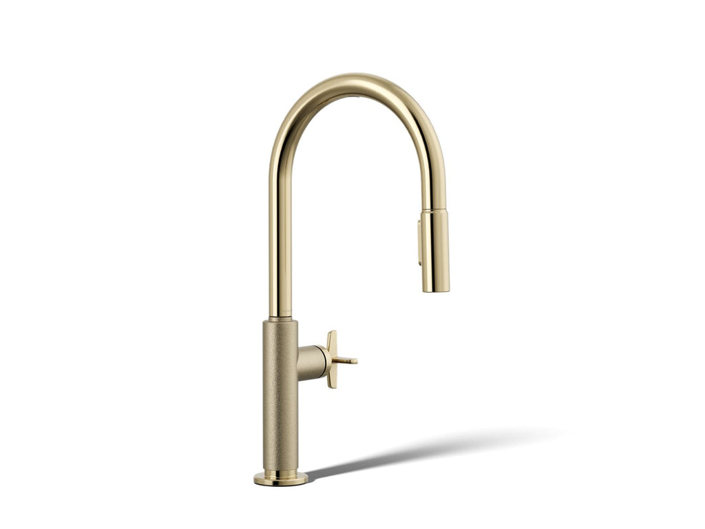 KOHLER K-28670-3RT2-AF Billet Touchless Pull-Down Kitchen Sink Faucet With Two-Function Sprayhead - Vibrant French Gold