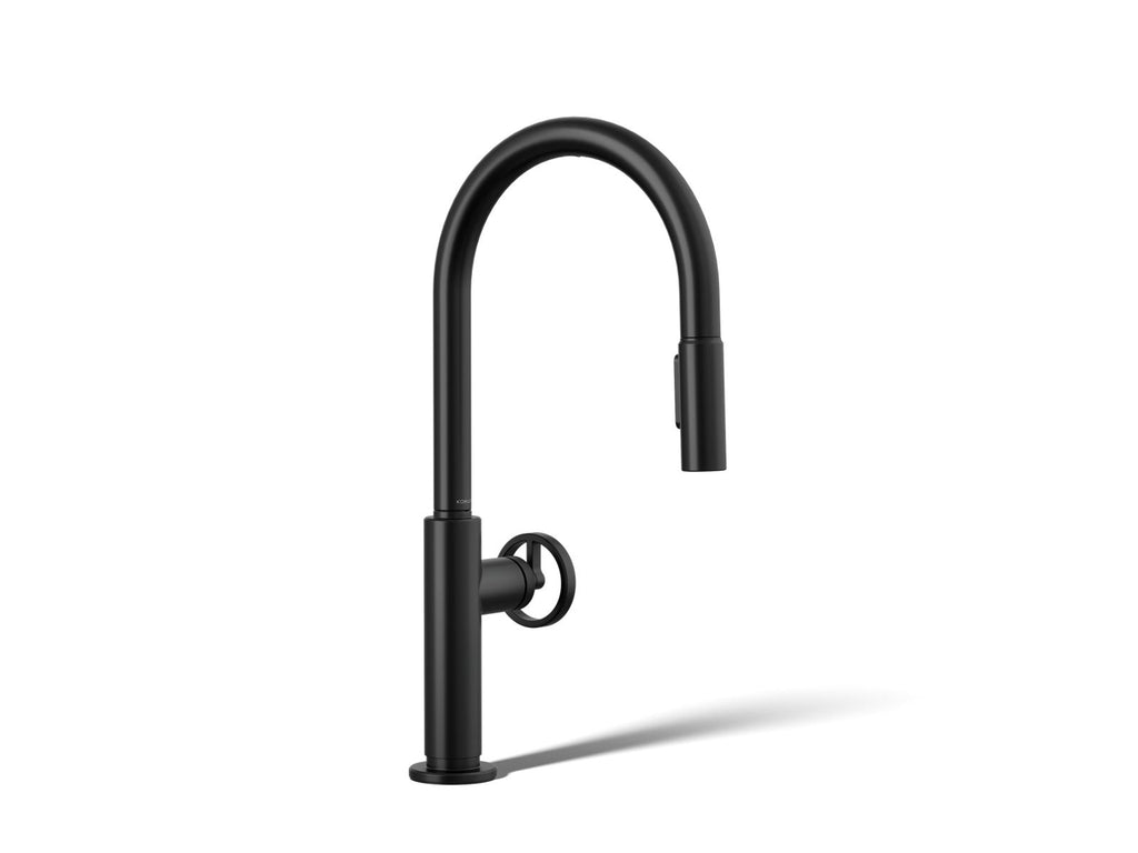 KOHLER K-28670-9RT2-BL Billet Touchless Pull-Down Kitchen Sink Faucet With Two-Function Sprayhead - Matte Black