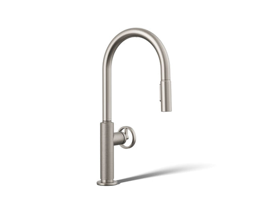 KOHLER K-28670-9RT2-VS Billet Touchless pull-down kitchen sink faucet with two-function sprayhead - Vibrant Stainless