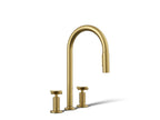 KOHLER K-28671-3-2MB Billet Pull-Down Kitchen Sink Faucet With Two-Function Sprayhead - Vibrant Brushed Moderne Brass