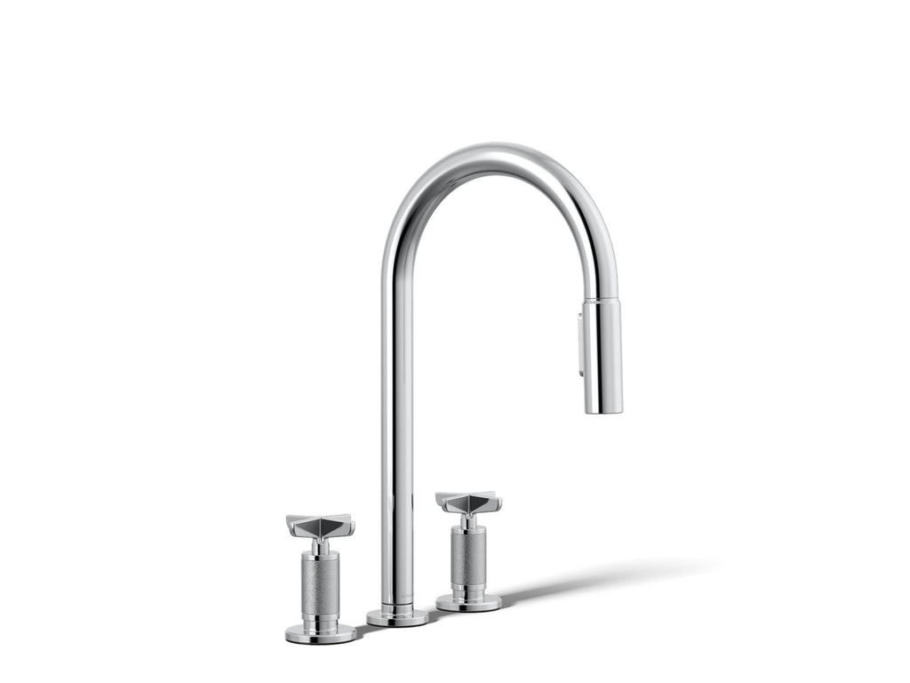 KOHLER K-28671-3-CP Billet Pull-Down Kitchen Sink Faucet With Two-Function Sprayhead - Polished Chrome