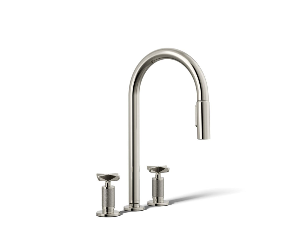 KOHLER K-28671-3-SN Billet Pull-Down Kitchen Sink Faucet With Two-Function Sprayhead - Vibrant Polished Nickel