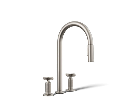 KOHLER K-28671-3-VS Billet Pull-down kitchen sink faucet with two-function sprayhead - Vibrant Stainless
