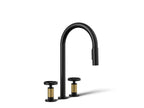 KOHLER K-28671-9-BMB Billet Pull-Down Kitchen Sink Faucet With Two-Function Sprayhead - Matte Black With Brushed Moderne Brass
