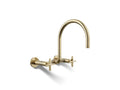 KOHLER K-28672-3-AF Billet Two-Hole Wall-Mount Bridge Kitchen Sink Faucet - Vibrant French Gold