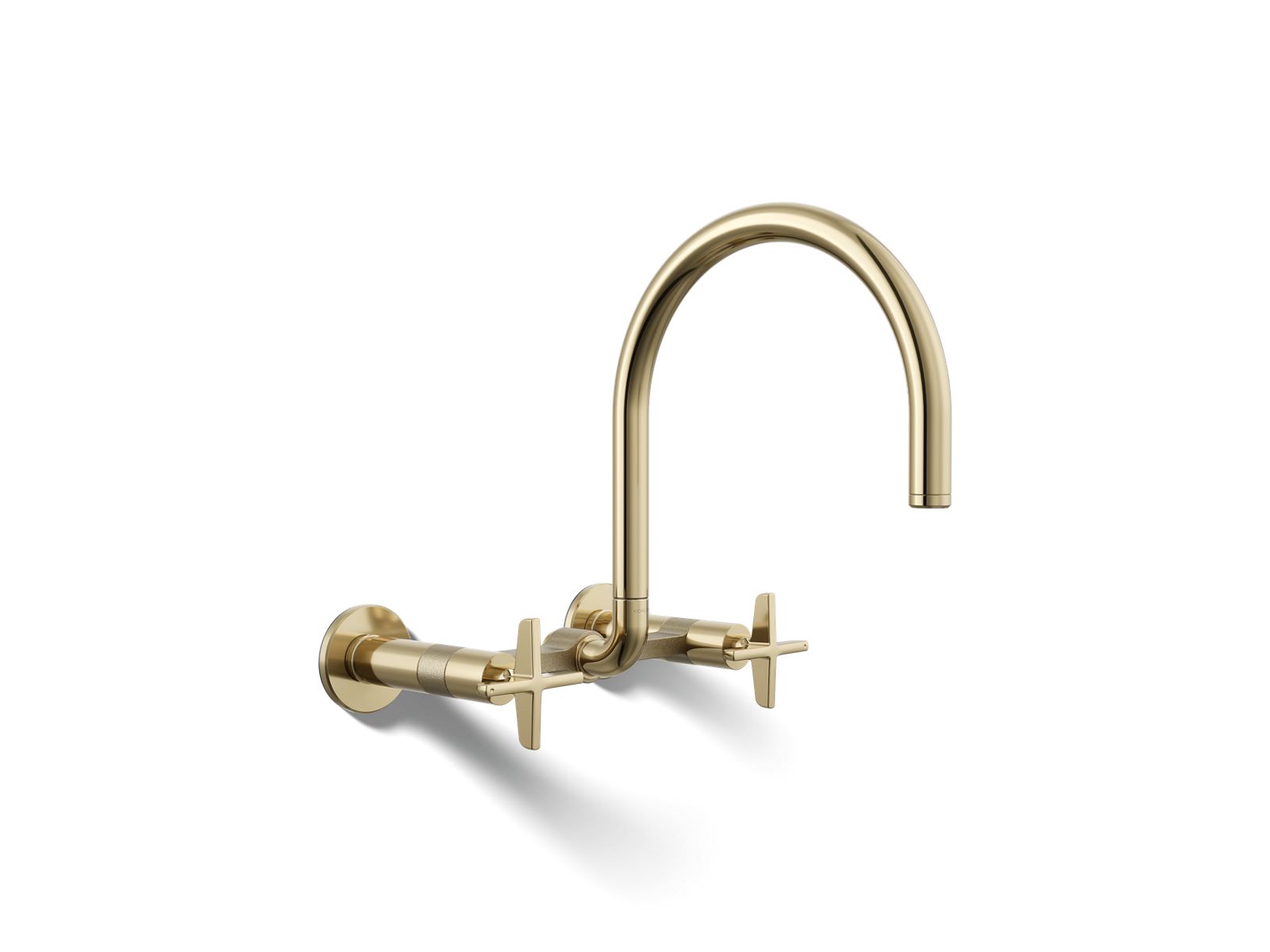 KOHLER K-28672-3-AF Billet Two-Hole Wall-Mount Bridge Kitchen Sink Faucet - Vibrant French Gold