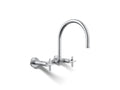 KOHLER K-28672-3-CP Billet Two-Hole Wall-Mount Bridge Kitchen Sink Faucet - Polished Chrome