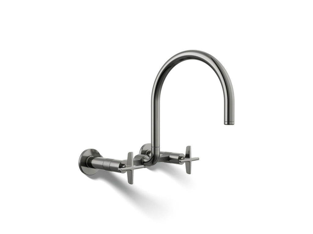 KOHLER K-28672-3-TT Billet Two-Hole Wall-Mount Bridge Kitchen Sink Faucet - Vibrant Titanium