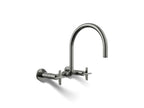 KOHLER K-28672-3-TT Billet Two-Hole Wall-Mount Bridge Kitchen Sink Faucet - Vibrant Titanium