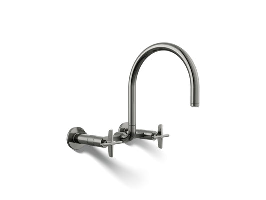 KOHLER K-28672-3-TT Billet Two-hole wall-mount bridge kitchen sink faucet - Vibrant Titanium