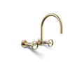 KOHLER K-28672-9-AF Billet Two-Hole Wall-Mount Bridge Kitchen Sink Faucet - Vibrant French Gold