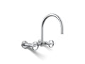 KOHLER K-28672-9-CP Billet Two-Hole Wall-Mount Bridge Kitchen Sink Faucet - Polished Chrome