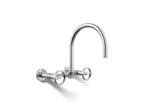 KOHLER K-28672-9-CP Billet Two-Hole Wall-Mount Bridge Kitchen Sink Faucet - Polished Chrome