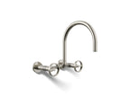 KOHLER K-28672-9-SN Billet Two-Hole Wall-Mount Bridge Kitchen Sink Faucet - Vibrant Polished Nickel