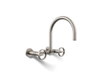 KOHLER K-28672-9-VS Billet Two-Hole Wall-Mount Bridge Kitchen Sink Faucet - Vibrant Stainless