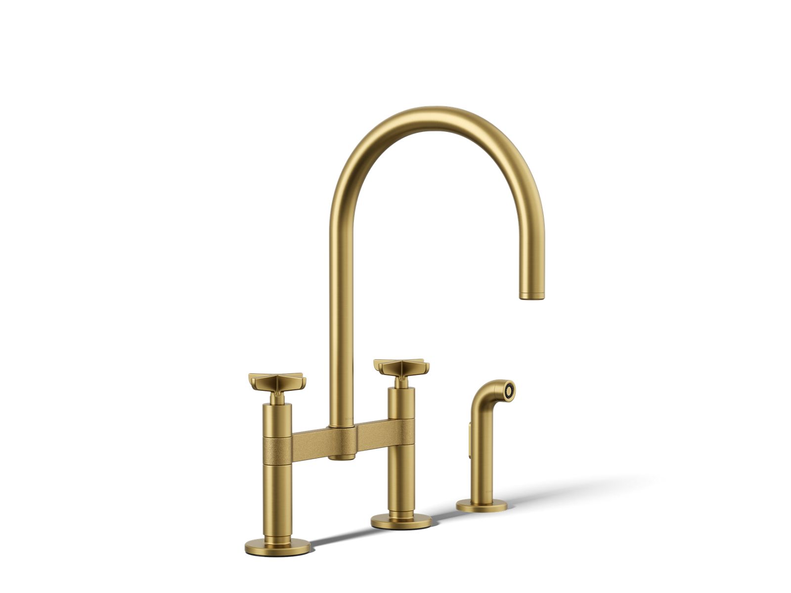 KOHLER K-28673-3-2MB Billet Two-Hole Bridge Kitchen Sink Faucet With Side Sprayer - Vibrant Brushed Moderne Brass