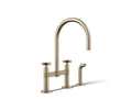 KOHLER K-28673-3-BV Billet Two-Hole Bridge Kitchen Sink Faucet With Side Sprayer - Vibrant Brushed Bronze