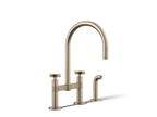 KOHLER K-28673-3-BV Billet Two-Hole Bridge Kitchen Sink Faucet With Side Sprayer - Vibrant Brushed Bronze